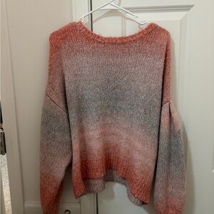 Z Supply Gradient Knit Sweater - Coral and Gray